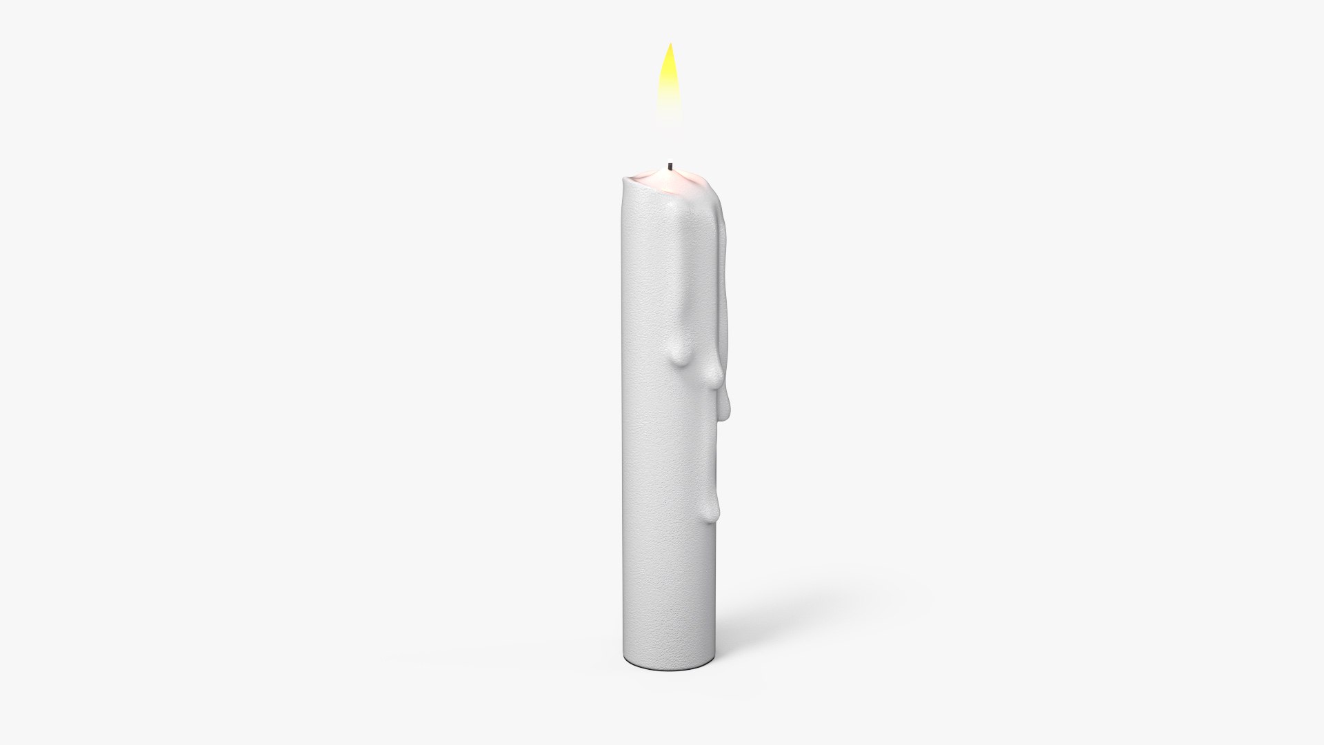 Realistic Lit Candle with Wax Drips 3D model preview