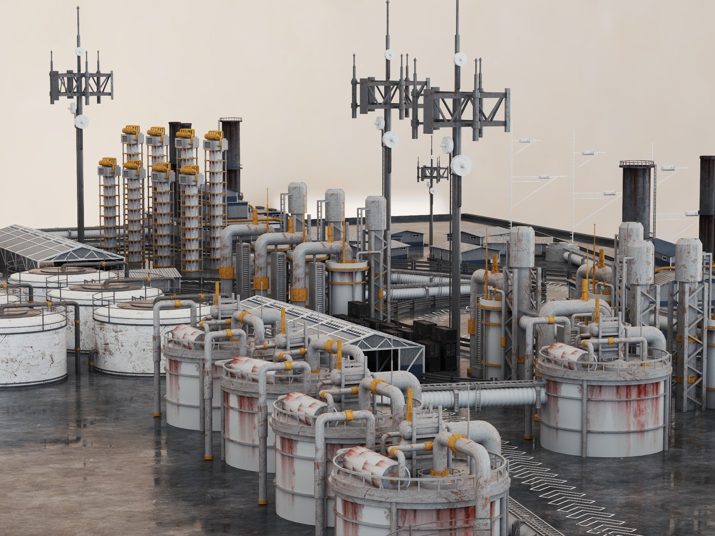 3D Industrial Oil Refinery Chemical Processing Plant - TurboSquid 2517412