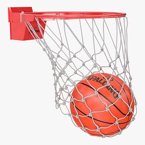 Animated Spalding Basketball Falls Through the Net