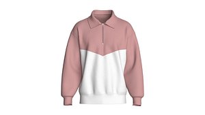 3D Men Oversized Two-Tone Quarter Zip Sweatshirt