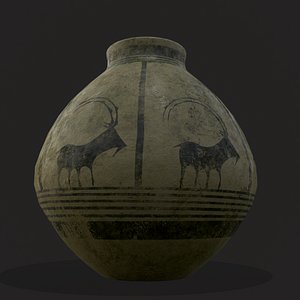 Storage Jar With Mountain Goats 3D model