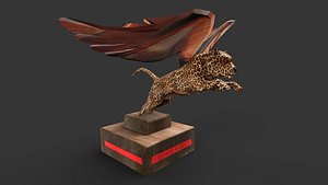 Winged Leopard Statue low poly 3d model 3D model