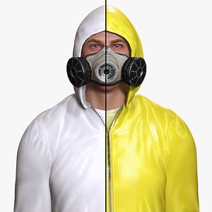 Hazmat Suit Realistic Man Rigged 3D Model Game Animation Ready