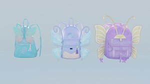 3D Bag 3x Butterfly Wings Backpack model