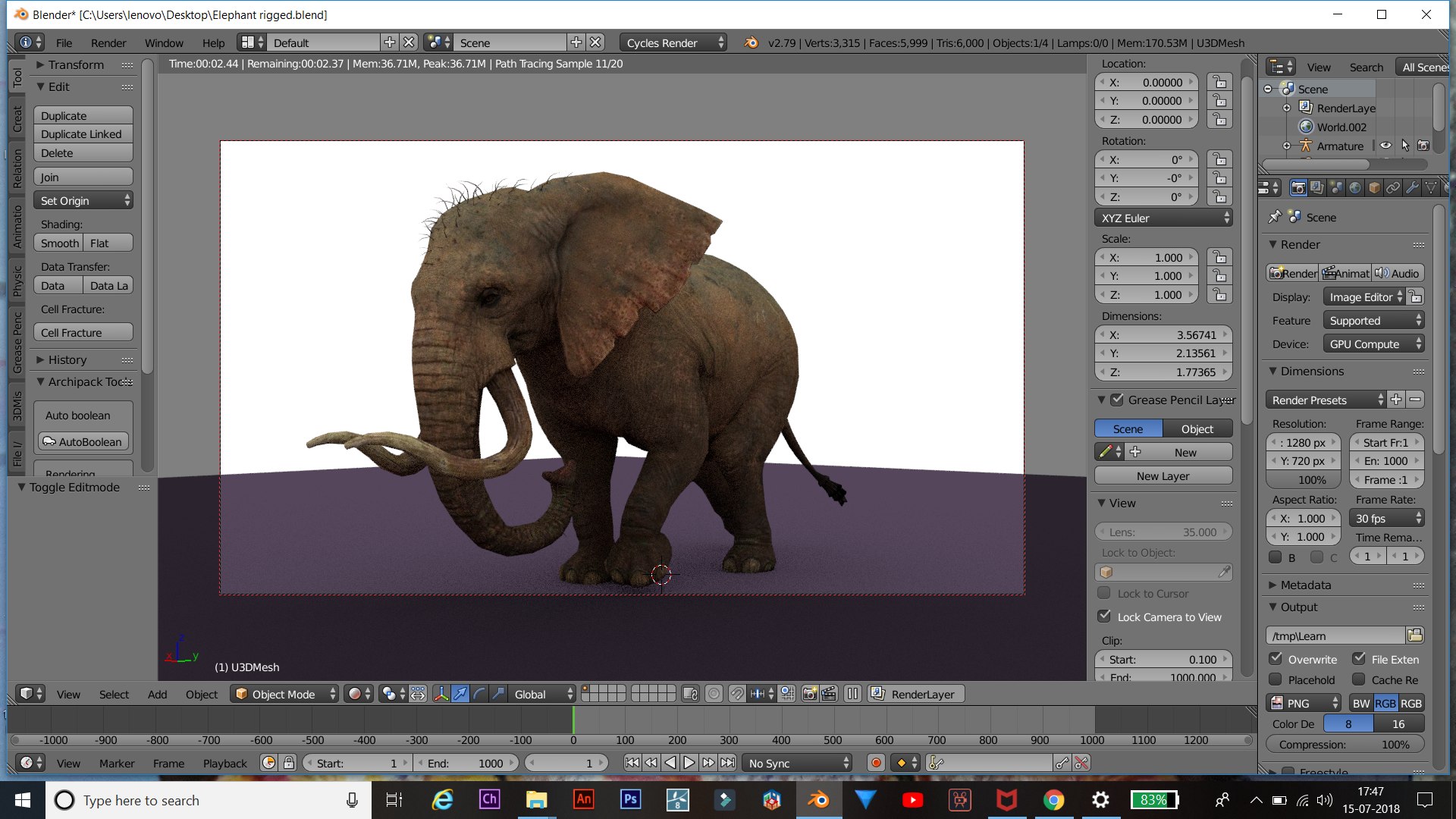 Elephant Rigged 3D Model - TurboSquid 1306761