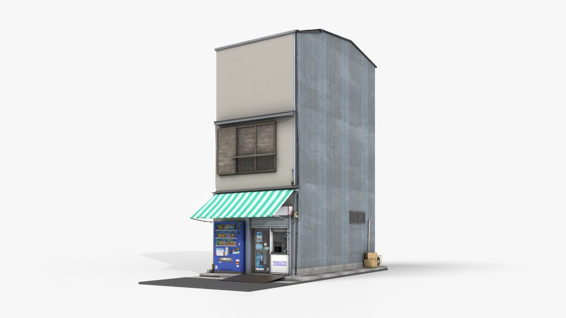 Japanese Tobacco Shop Tokyo Street Store with Vending Machine - Shop Facade PBR 3D https://p.turbosquid.com/ts-thumb/1w/v7l3qX/Z7/tobaccoshop_hero/png/1792593529/1920x1080/fit_q87/86b663d3171a196136fb985cd6c5686390ddb024/tobaccoshop_hero.jpg
