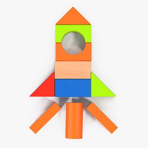3D rocket wooden building blocks model