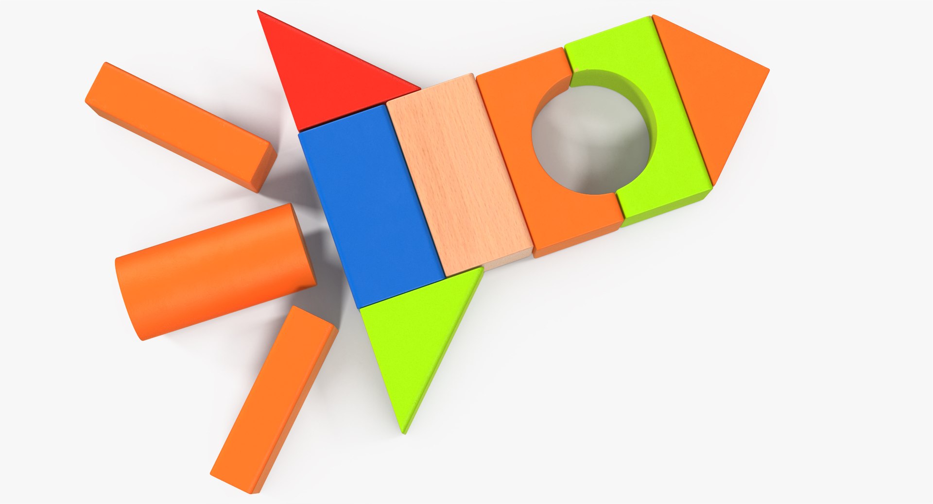 3D Rocket Wooden Building Blocks Model - TurboSquid 1454368
