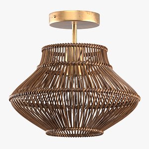 Dark Neher Rattan Semi Flush Mount 3D model