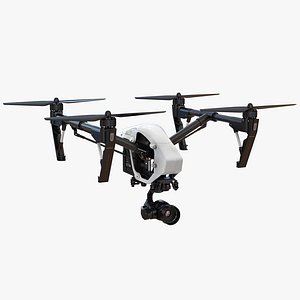DJI Inspire 1 Pro Drone with 4K Camera Rigged 3D Model