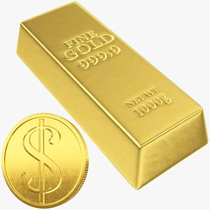 Gold Bar and Coin Collection V1 3D