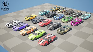 3D Stylized Sports Car Inspired by Ford GT Low Poly  FBX  GLB model