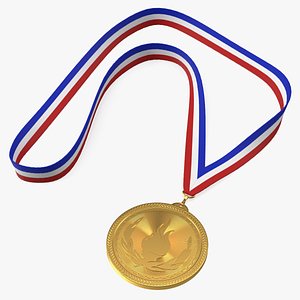 Gold Medal with Ribbon 3D model