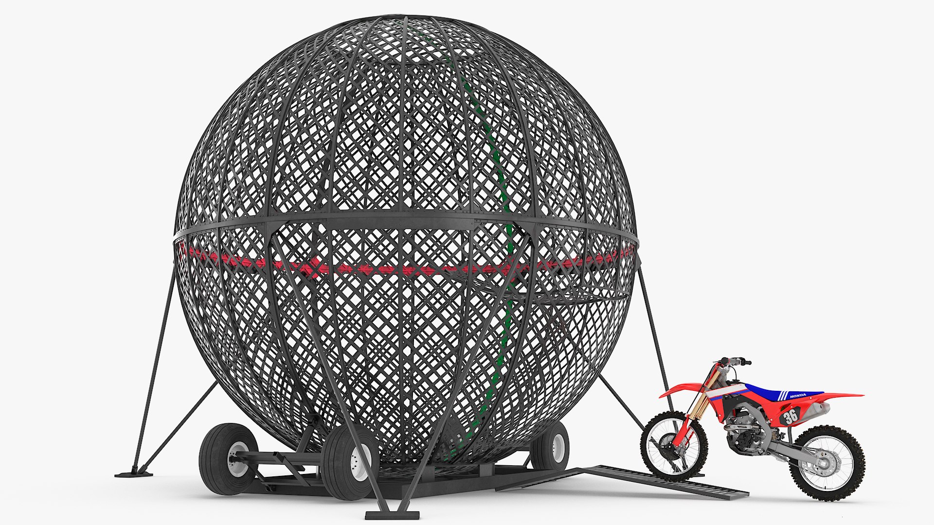 Globe of Death With Honda Dirt Bike 3D model preview