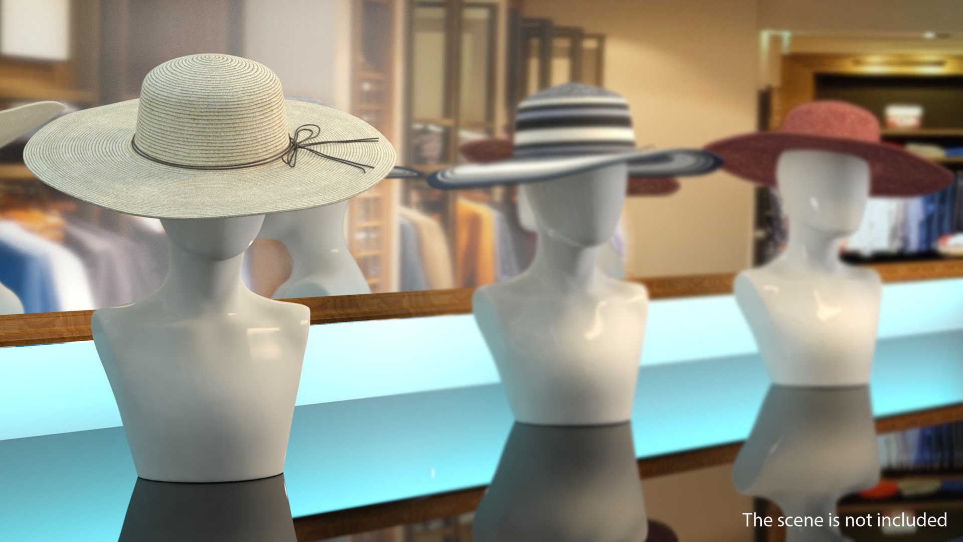 Women Straw Hat Yellow 3D model preview
