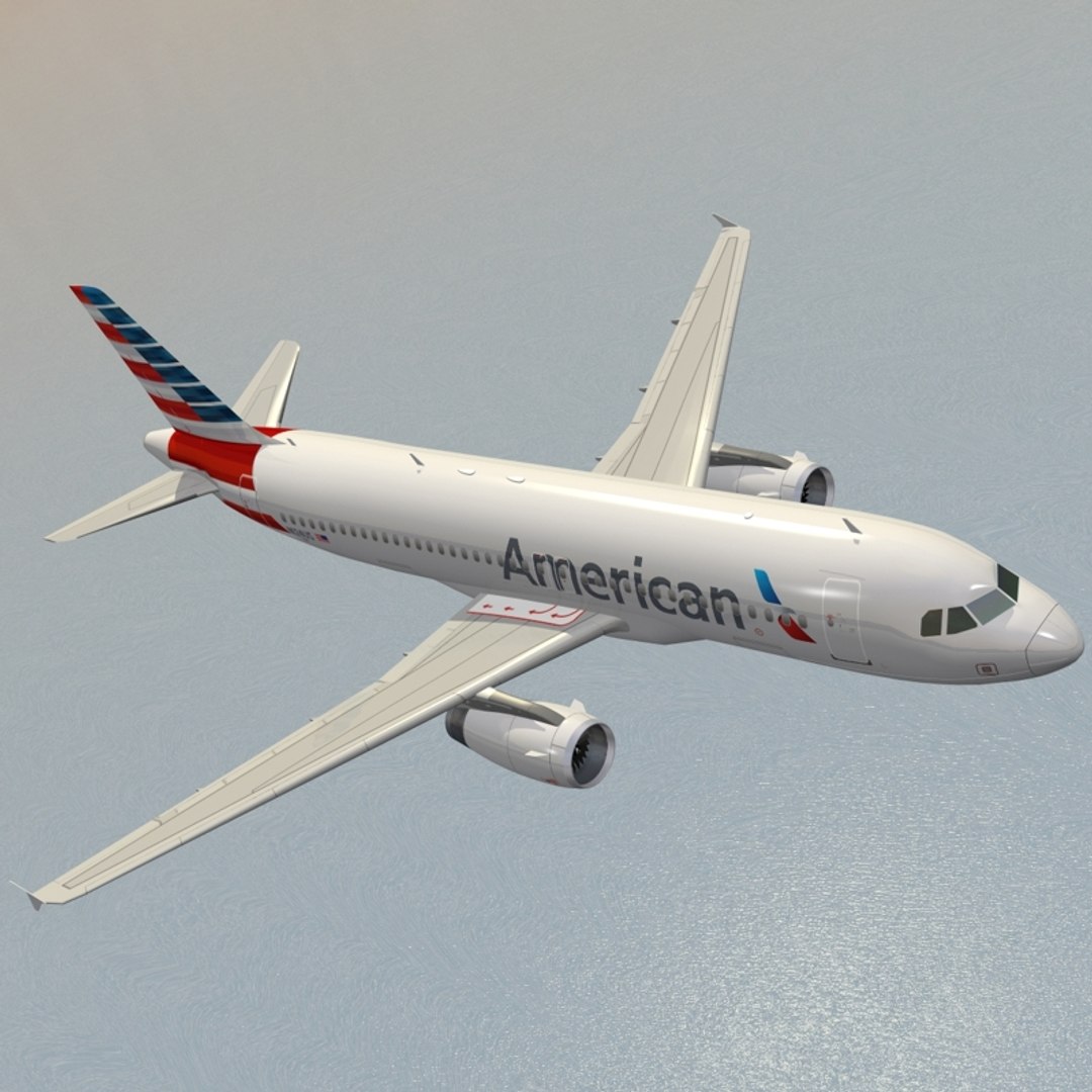 3d model airbus a320-232 american airlines