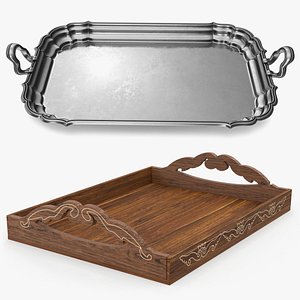 3D trays wooden serving