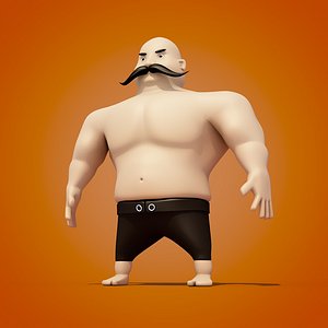 cartoon turkish oil wrestler 3d obj