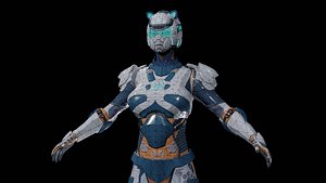 3D Sci-fi girl low-poly game-ready model