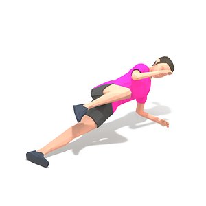 Side Plank Knee Bend Exercise Woman Animation