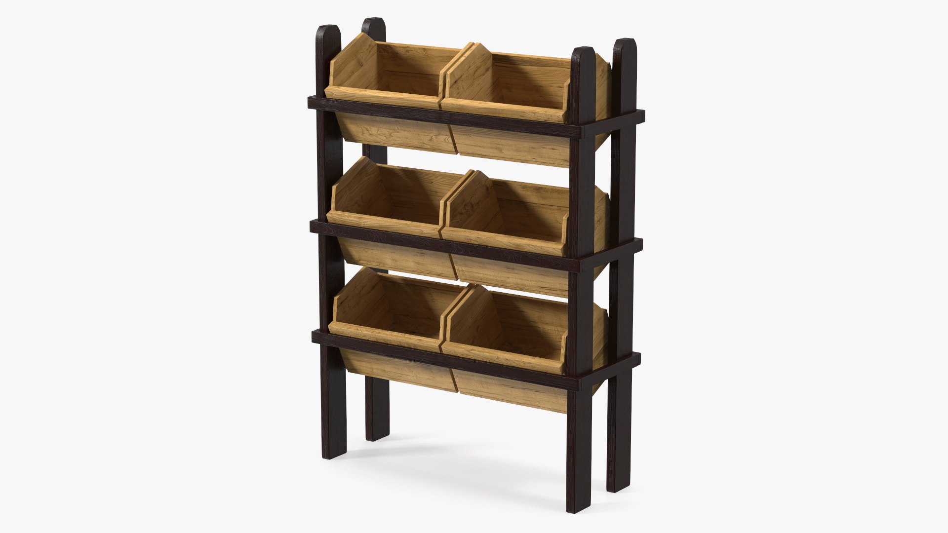 Wooden Display Stand with Crates 3D model preview