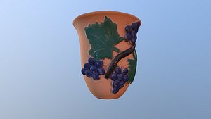 Mug witch bunch wine cup clay hand-made low poly