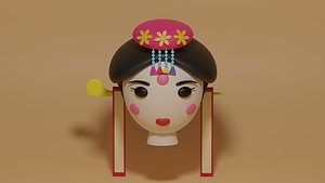Cartoon Korean Hanbok Female model