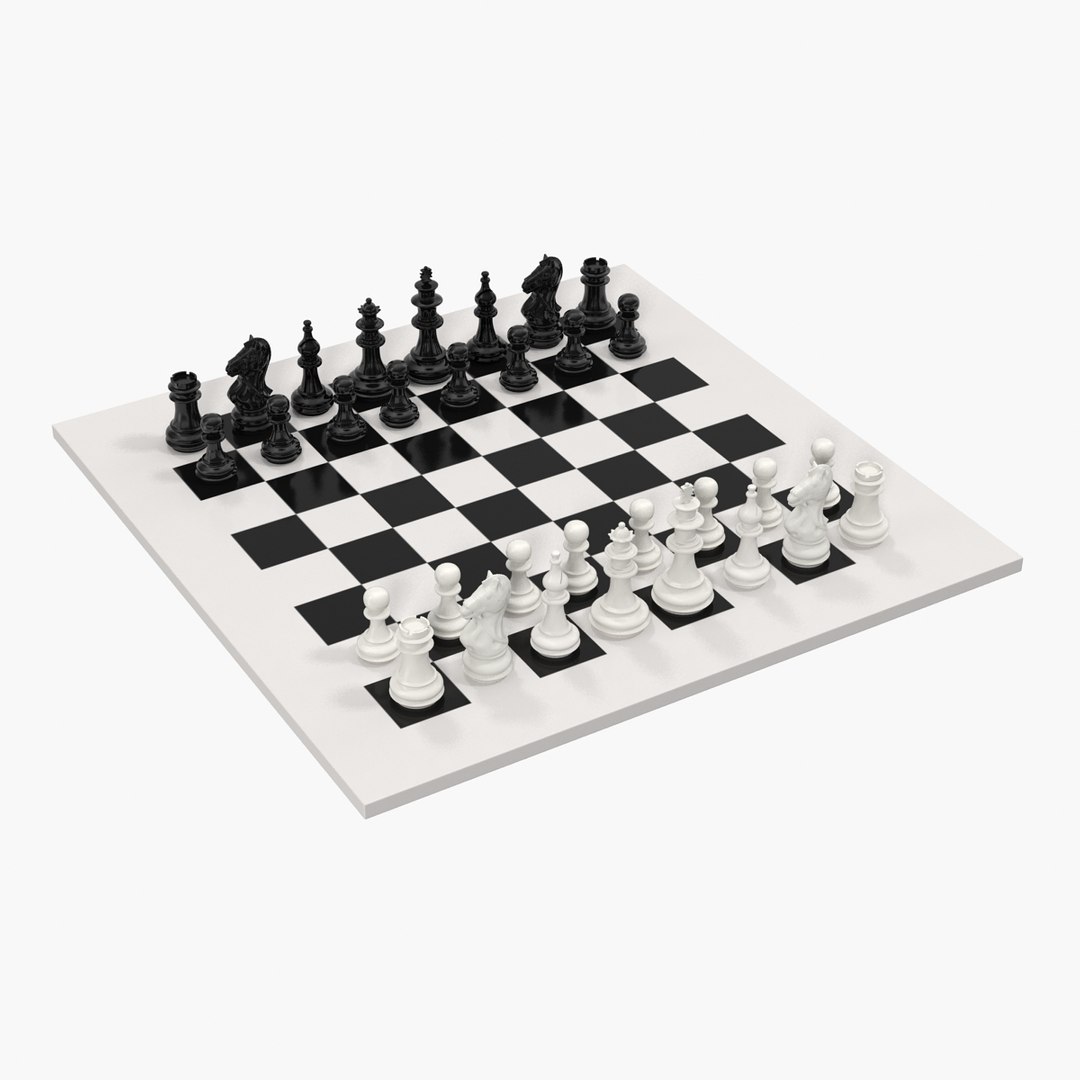 Plastic Chess Set 3D model preview