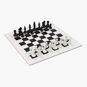 plastic chess pieces set 3D model