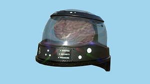 3D model SciFi Brain Helmet 05 Carbon Fiber - Character Design Fashion