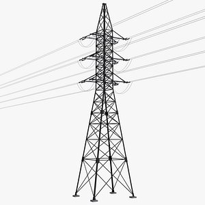 Electric Power Tower - Black 3D