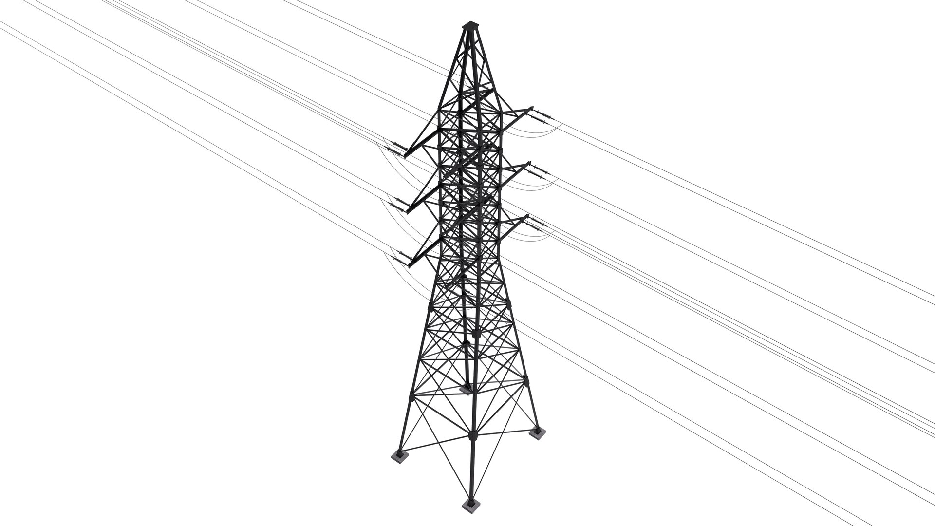 Electric Power Tower - Black 3D - TurboSquid 1910104