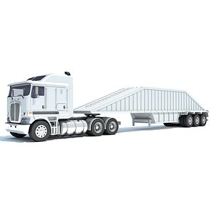 3D Truck with Bottom Dump Trailer