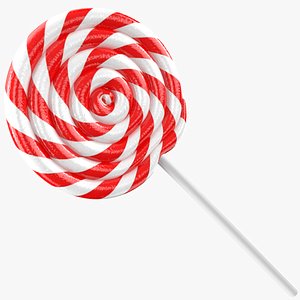Swirl Lollipop Red And White 3D model