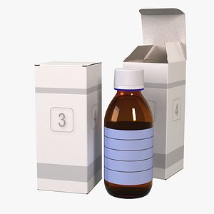 3D medicine glass bottle packaging