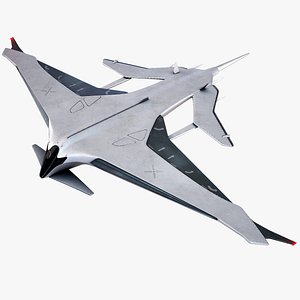 Sci-Fi Futuristic Manta Plane Concept PBR 3D