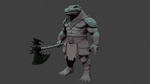 Crocodile Humanoid Blender Character Rig
