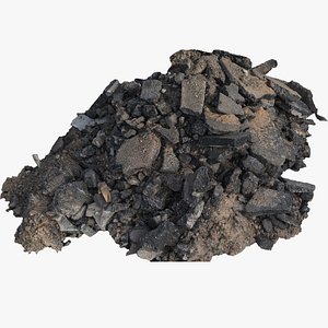 Mound pile of construction waste asphalt pieces debris