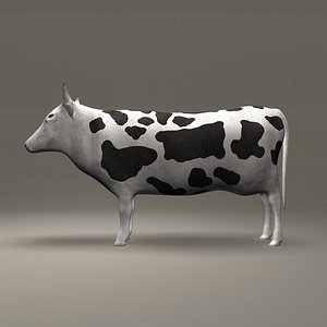 Cow Lowpoly Black And White