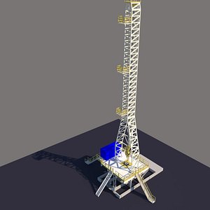 3D High-Detail Onshore Oil Drilling Rig with Drill Bit 3D Model