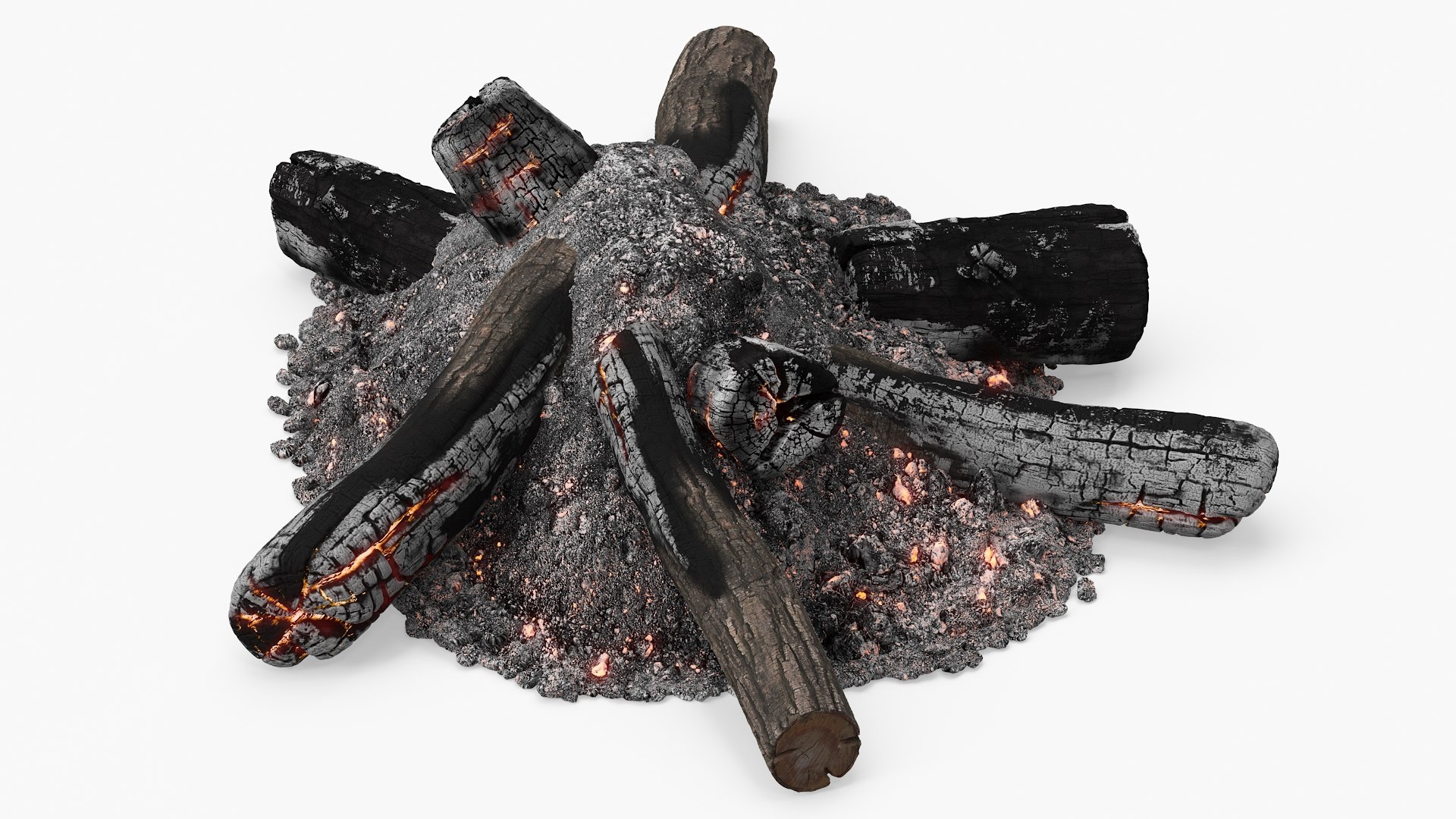 Burnt Wood and Ashes 3D model preview