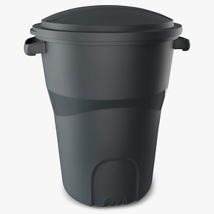 Round Trash Can Black 3D model
