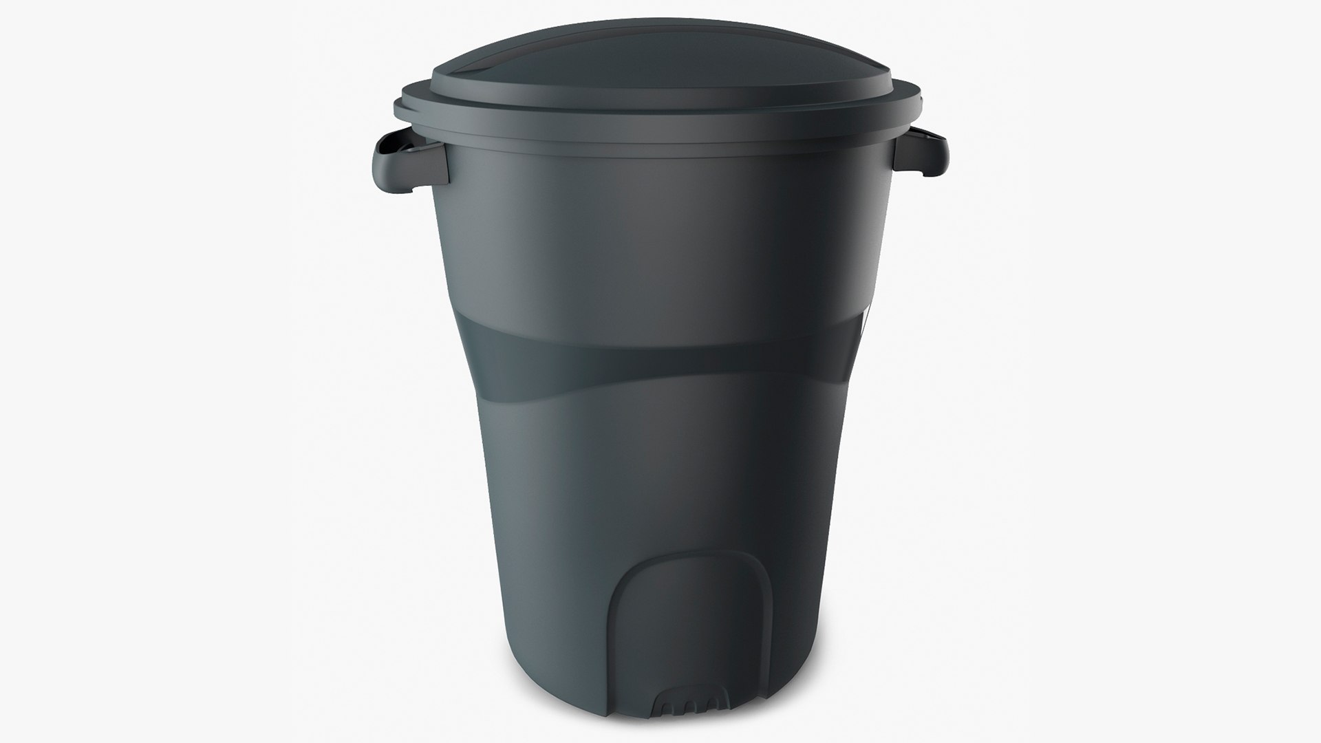 Round Trash Can Black 3D model preview