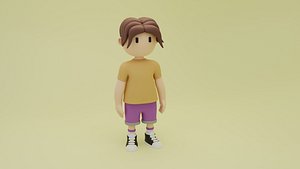 Toon Style Kid Rigged Character 3D model