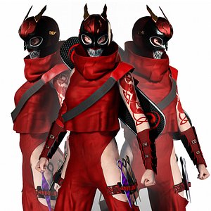 3D Kuro Oni Stylized SciFi Ninja Assassin GameReady Character