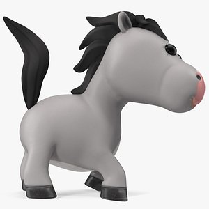 Cartoon White Horse Rigged for Cinema 4D 3D