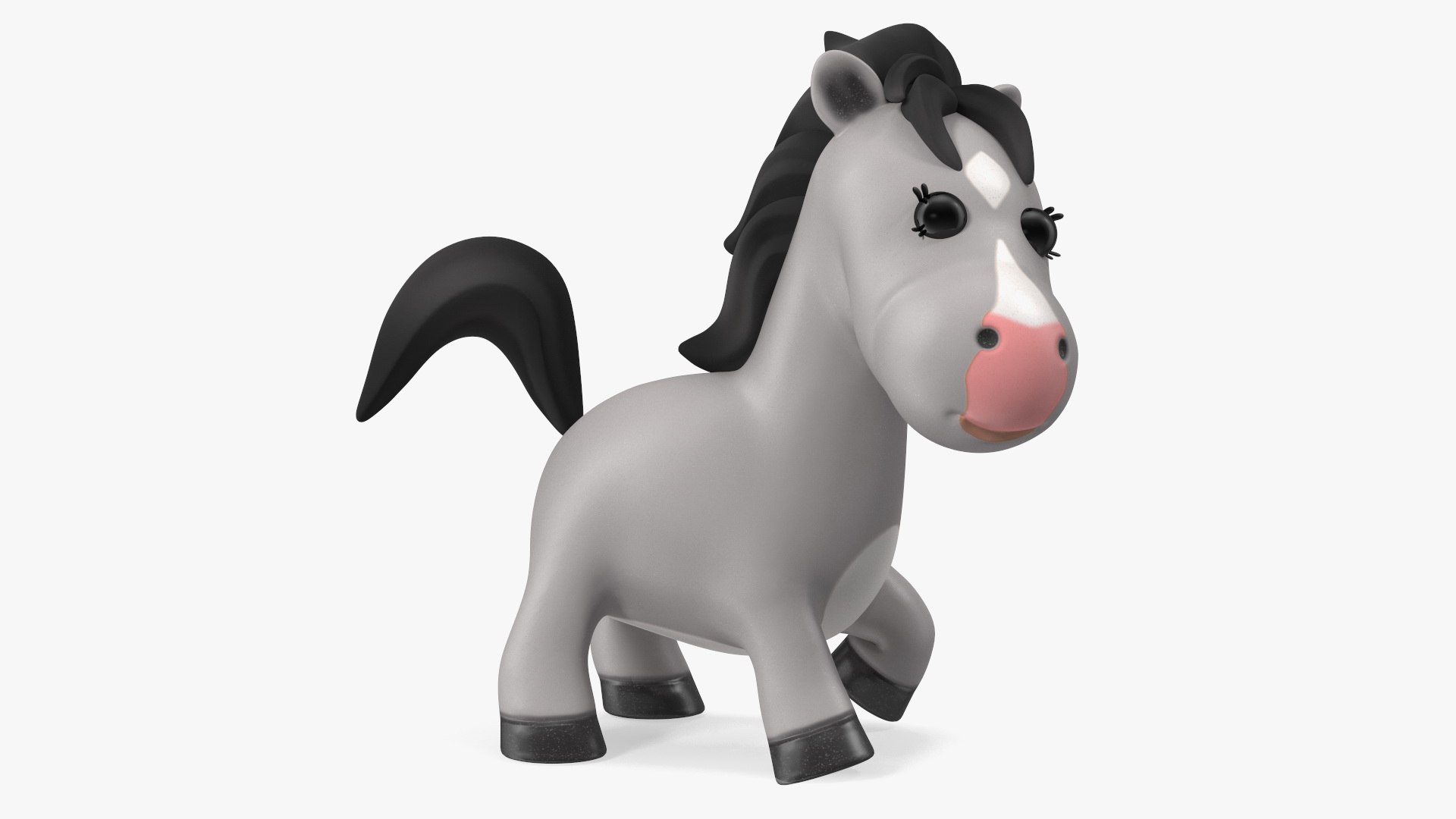 Cartoon White Horse Rigged for Cinema 4D 3D model preview