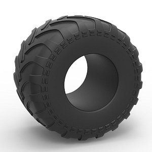 3D model Diecast Monster Jam tire Scale 1 to 25