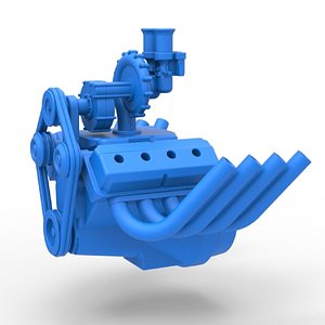 3D Diecast engine V8 with Centrifugal blower Version 2 Scale 1 to 25 model