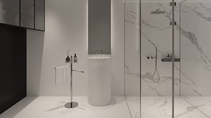 Luxury Modern Marble Bathroom Interior 3D Model